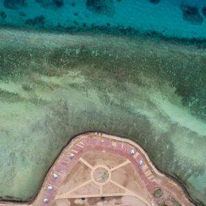 Saudi Arabia beaches aerial view of Red Sea coast.