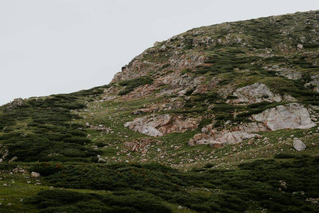Scenic view of a rocky hillside in Alma, Colorado, showcasing natural beauty.
