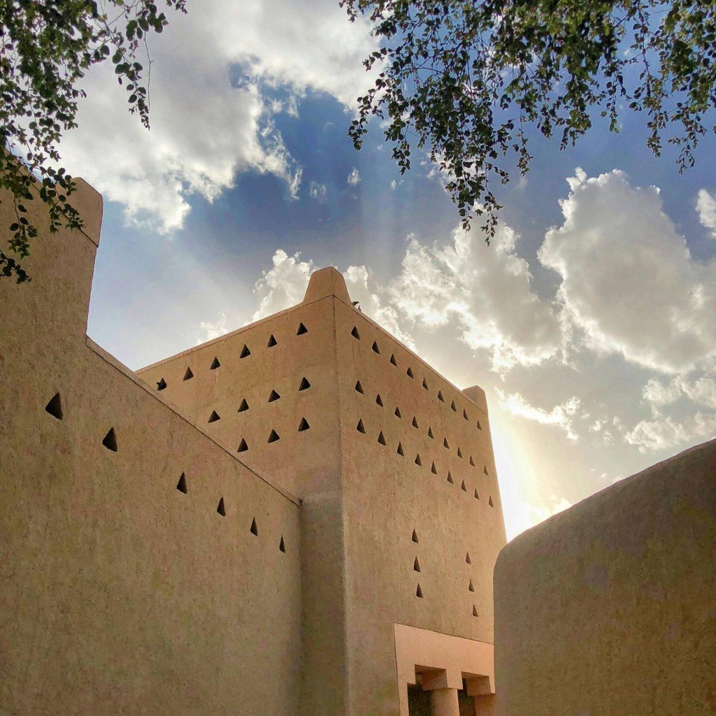 Historic Al Masmak Fort against a bright sky in Riyadh, showcasing traditional Saudi architecture.